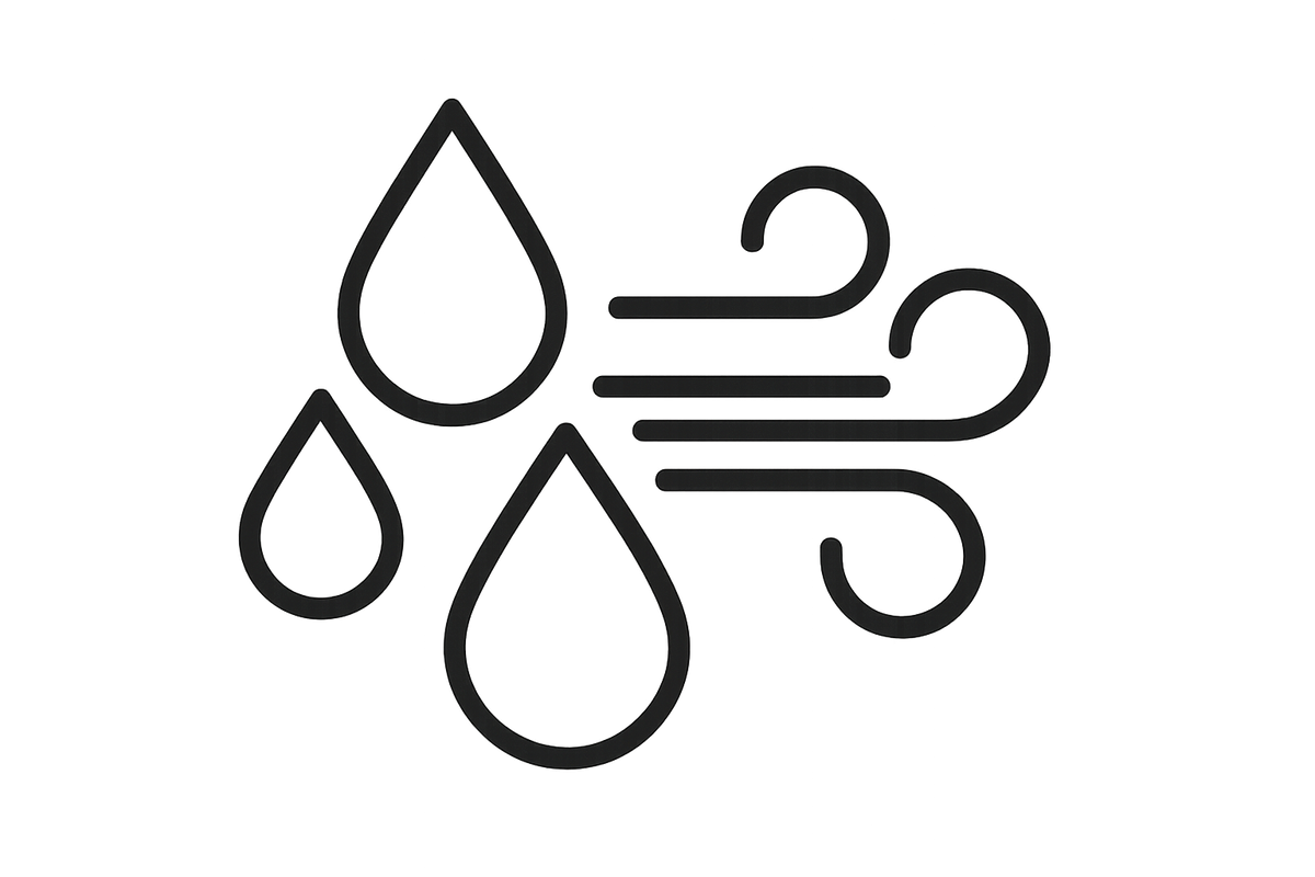 Waterproof and wind proof icon, no text just an icon
