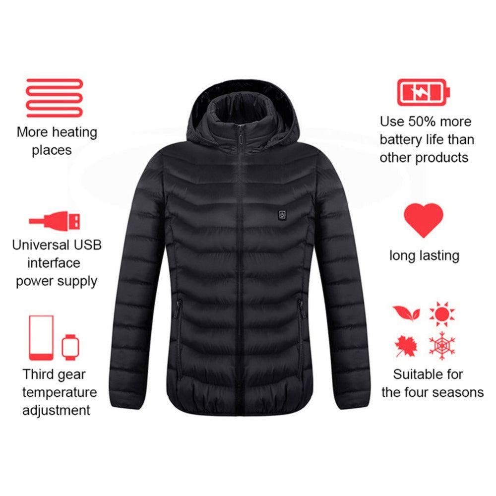 FrostTek™ Heated Jacket – USB Electric Thermal Coat for Men | Winter Warm Cotton Vest